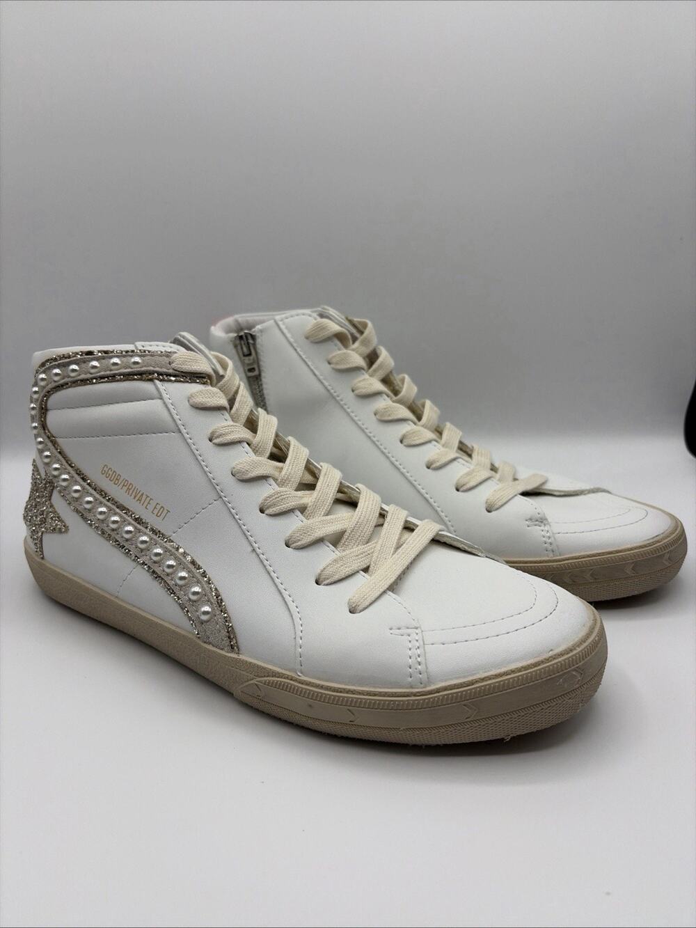 Golden Goose Limited Edition Pearl & Pink embellishments High Top Sz 41 EUR